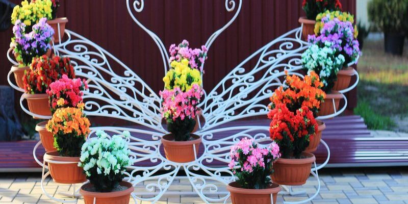 Кованые подставки для цветов Фото 029