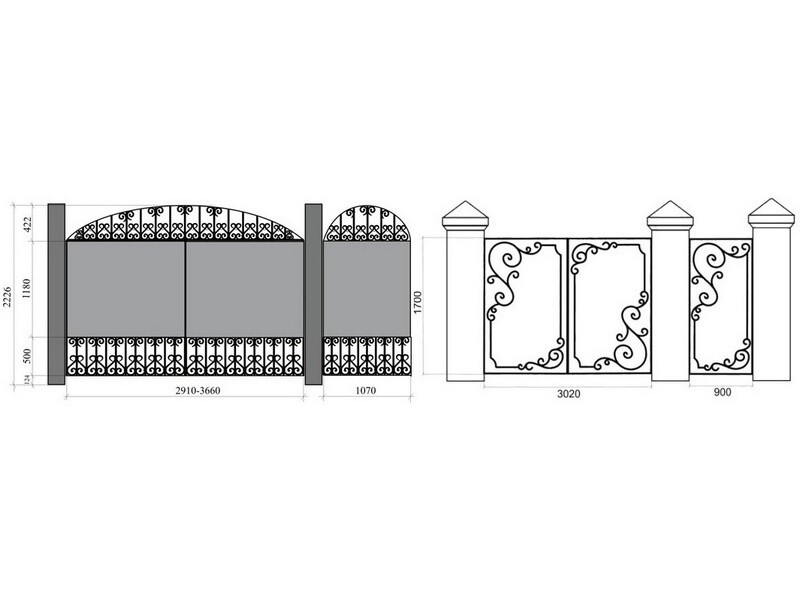 Кованые ворота и калитка Эскиз 088