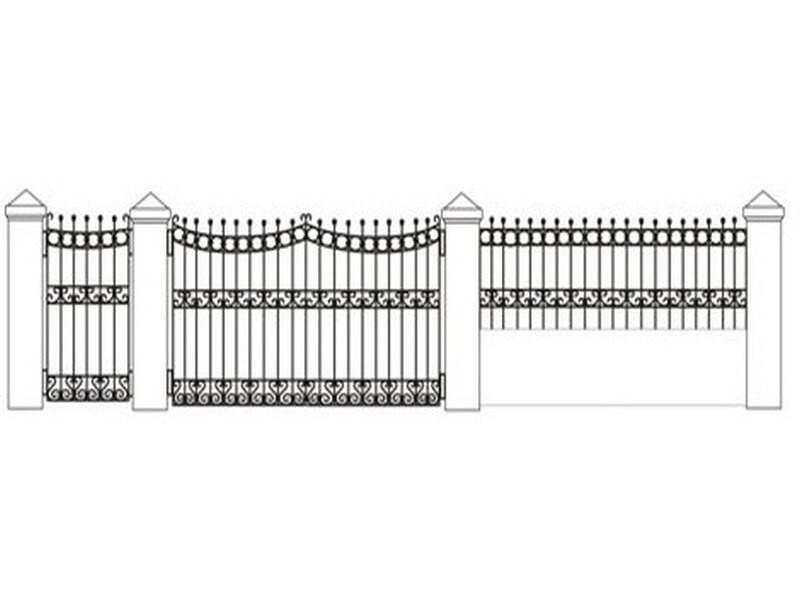 Кованые ворота и калитка Эскиз 106