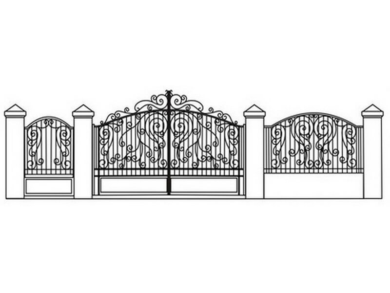 Кованые ворота и калитка Эскиз 123